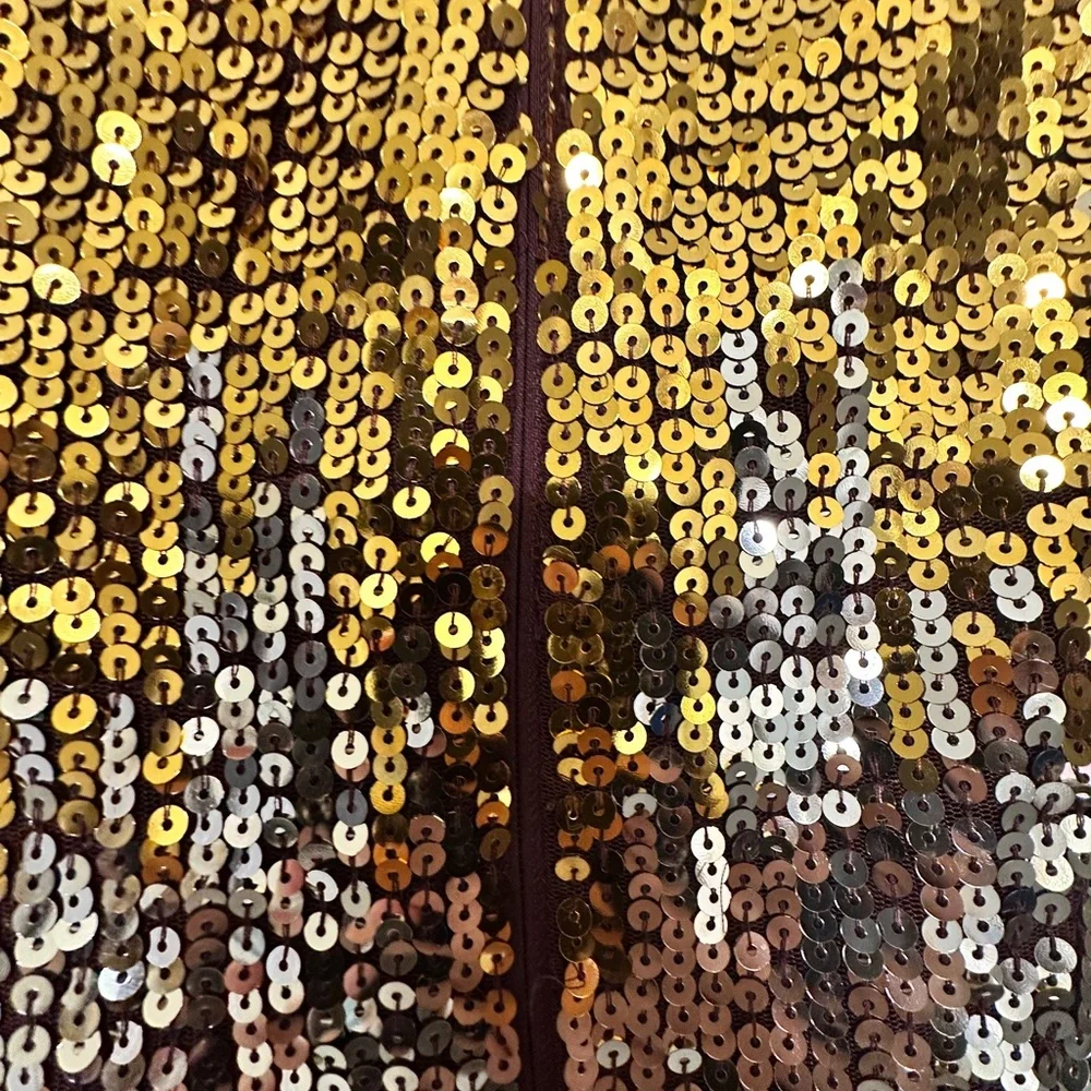 FRENCH CONNECTION Estari Sequin Cutout Gold Ombré Mini Dress - Size 2 - Picture 9 of 15